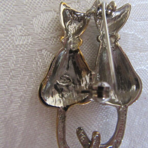 Two Cats Liz Claiborne Vintage Brooch Pin - Picture 3 of 10